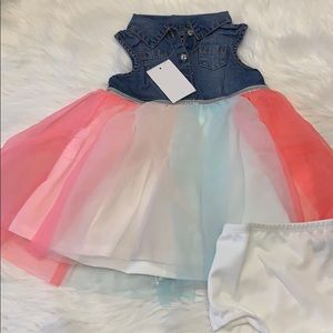 Zunie Rainbow Denim Dress Set